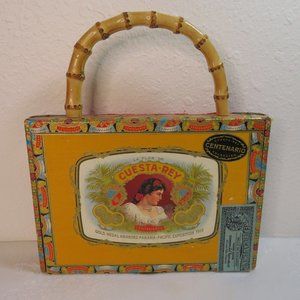 Cuesta Rey Cigar Box Purse Bamboo Single Handle Box Vintage